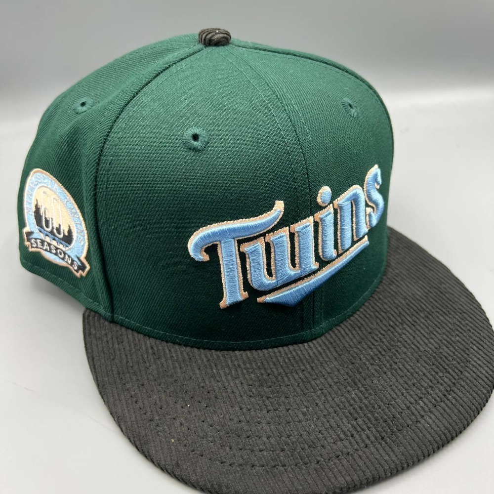 Minnesota Twins Hat Men 7 5/8‎ Green Black Corduroy 59Fifty New Era Fitted Cap